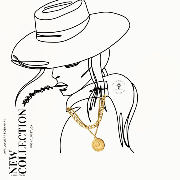 Two Layered Coin Pendant Gold Necklace - Picture 2 of 2